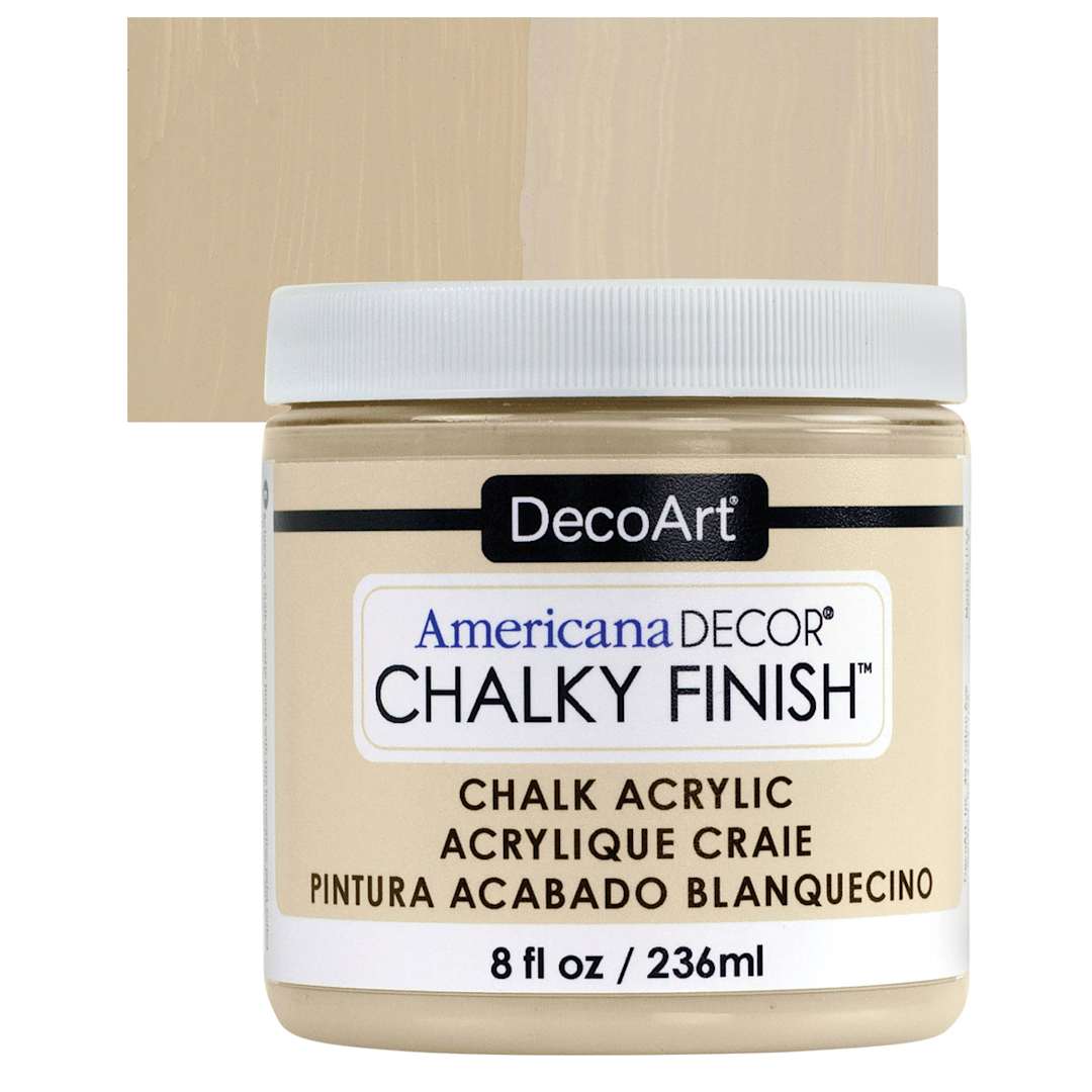 Open in modal - DecoArt Americana Decor Chalky Finish Paint - Timeless, 8 oz jar and swatch