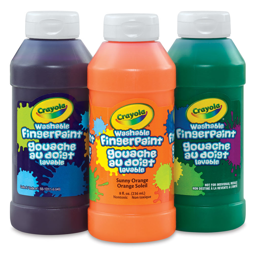 Open in modal - Crayola Washable Fingerpaint - Set of three 8 oz bottles of Secondary Colors shown