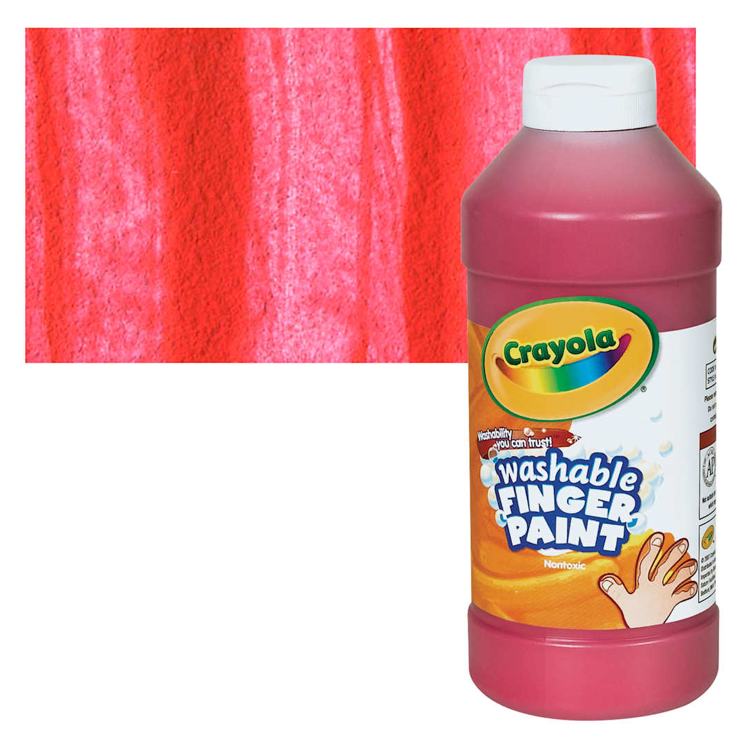 Open in modal - Crayola Washable Fingerpaint - Red, 16 oz bottle and swatch
