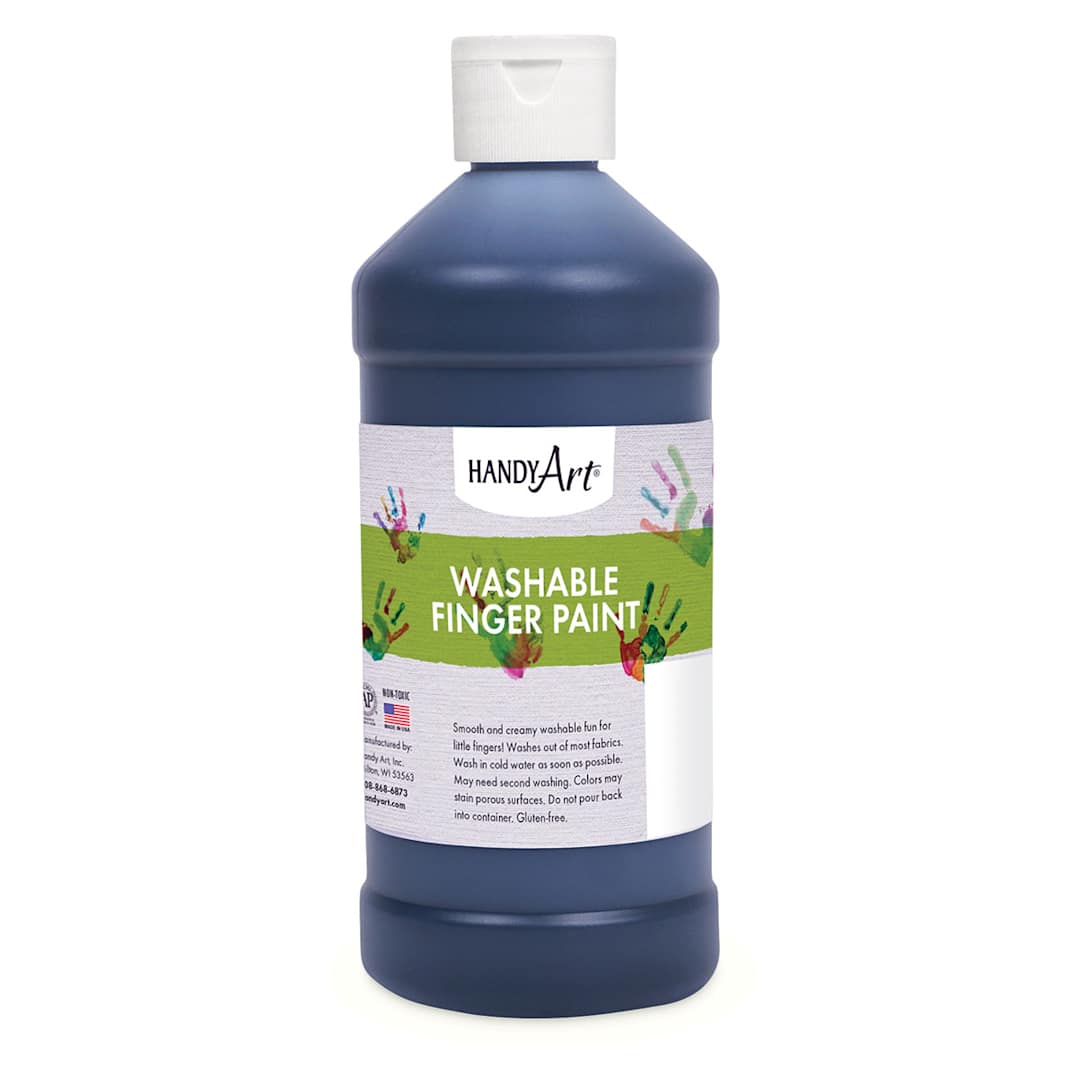 Open in modal - Handy Art Washable Finger Paint - Front of 16 oz bottle of Black Paint
