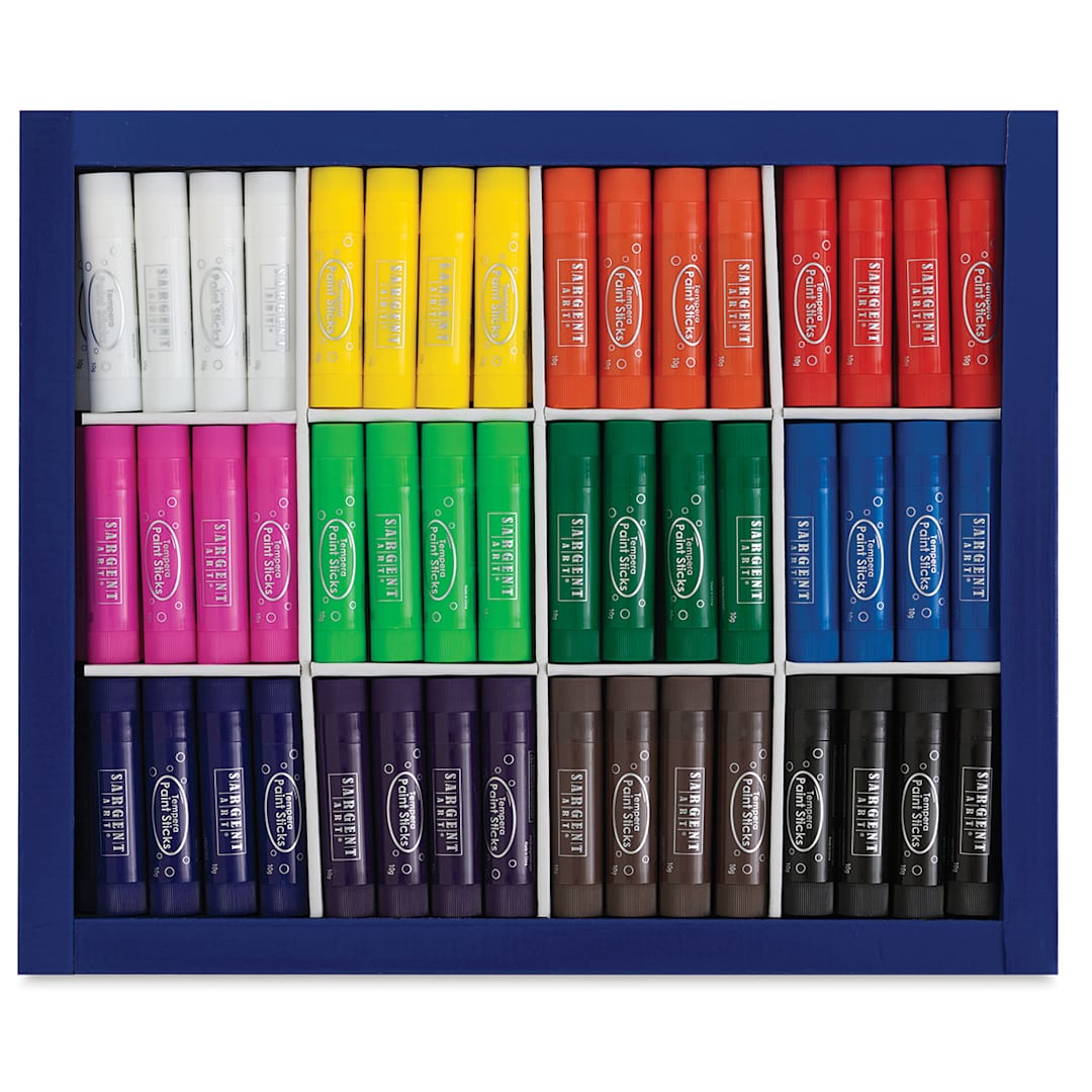Open in modal - Sargent Art Tempera Sticks - Class Pack of 144, Assorted, View inside package. 
