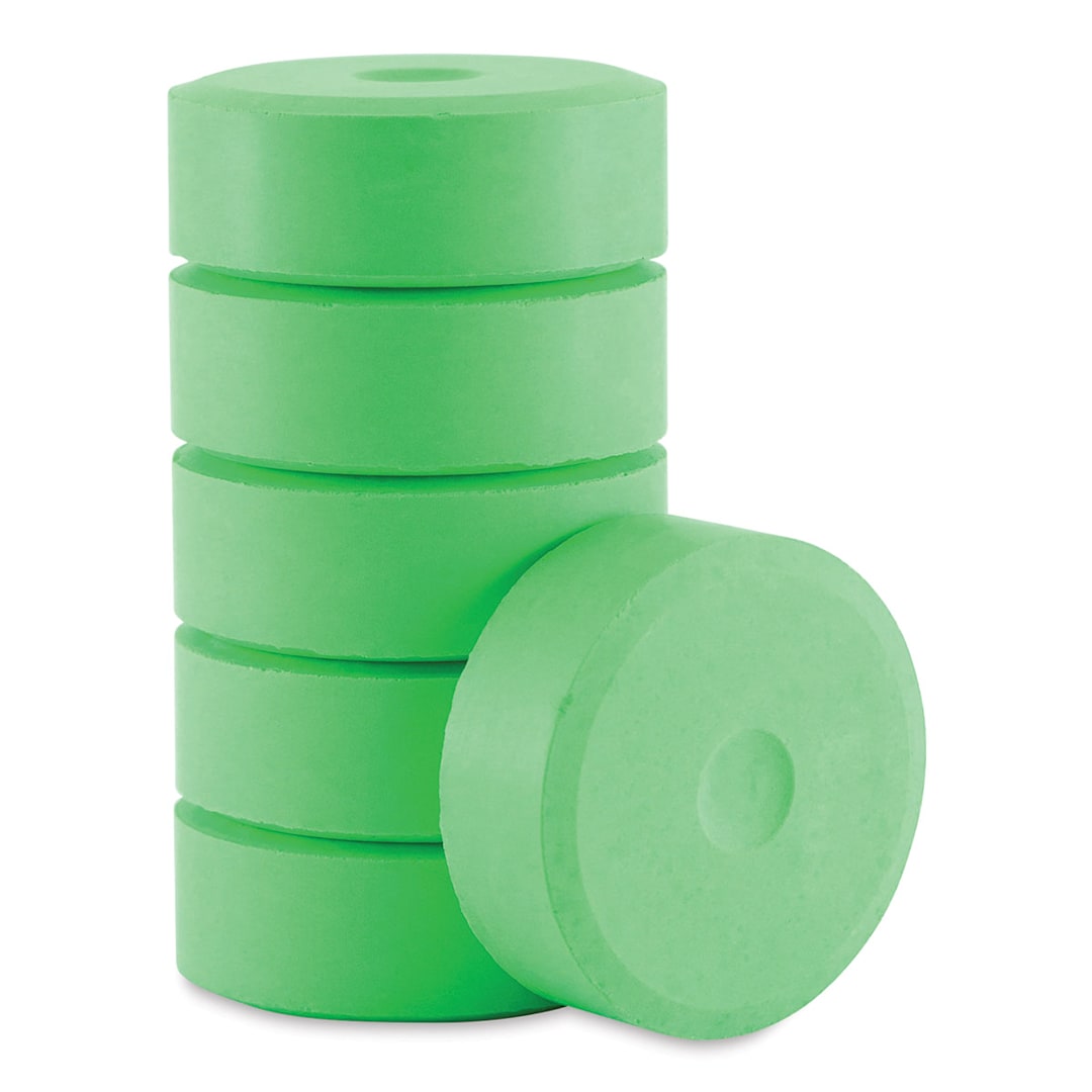 Open in modal - Richeson Tempera Cakes - Fluorescent Green, Pkg of 6, Small Cakes