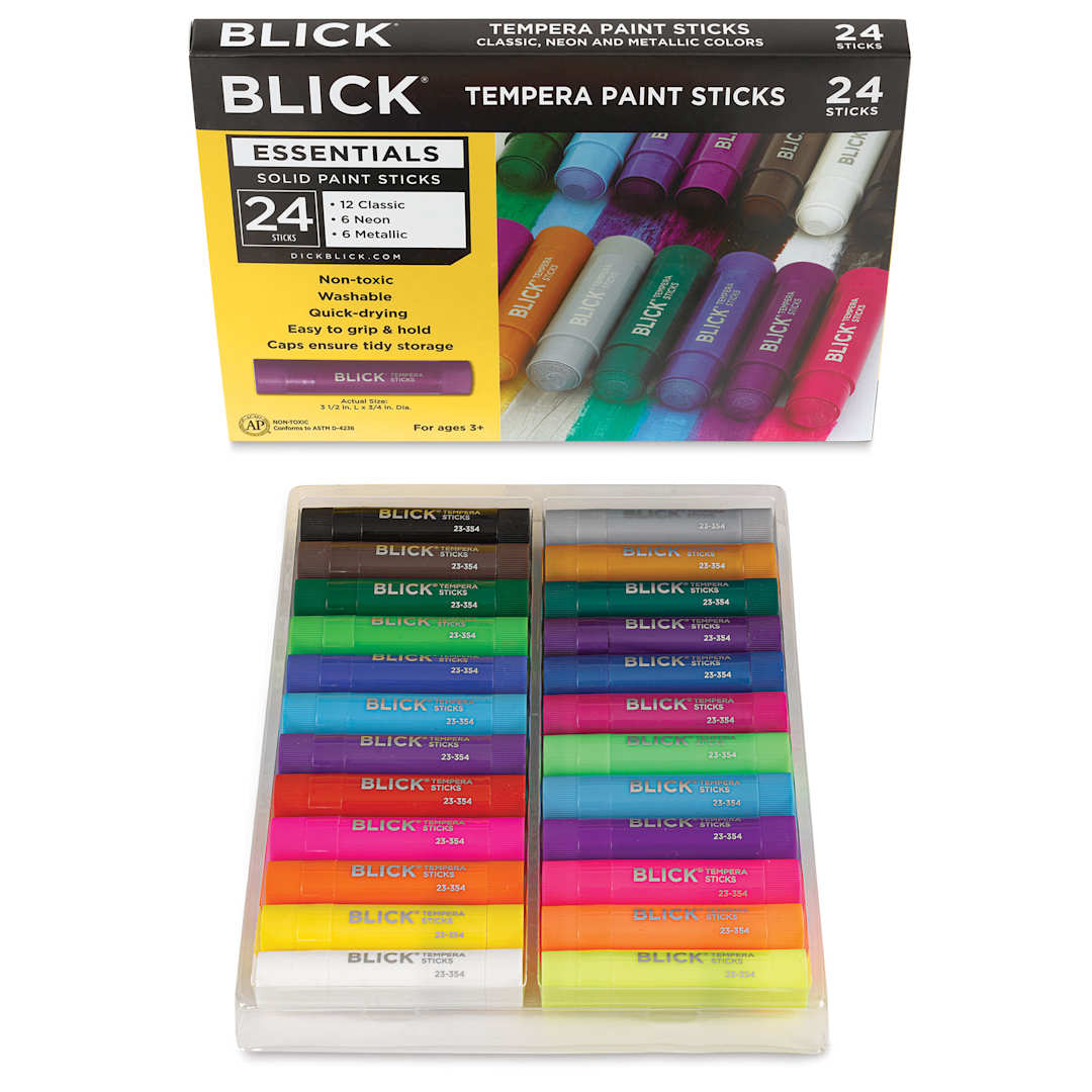 Open in modal - Blick Essentials Tempera Paint Sticks - Set of 24, open packaging