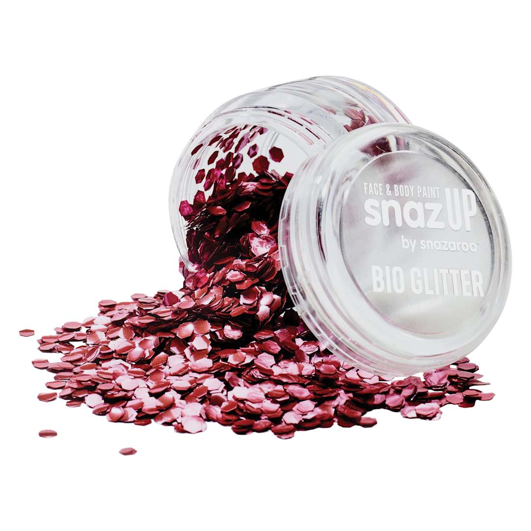 Open in modal - Snazaroo Face & Body Bio Glitter - Red, Chunky, 3 g (Glitter spilling out of jar)