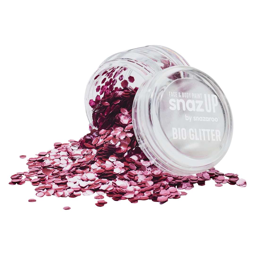 Open in modal - Snazaroo Face & Body Bio Glitter - Pink, Chunky, 3 g (Glitter spilling out of jar)