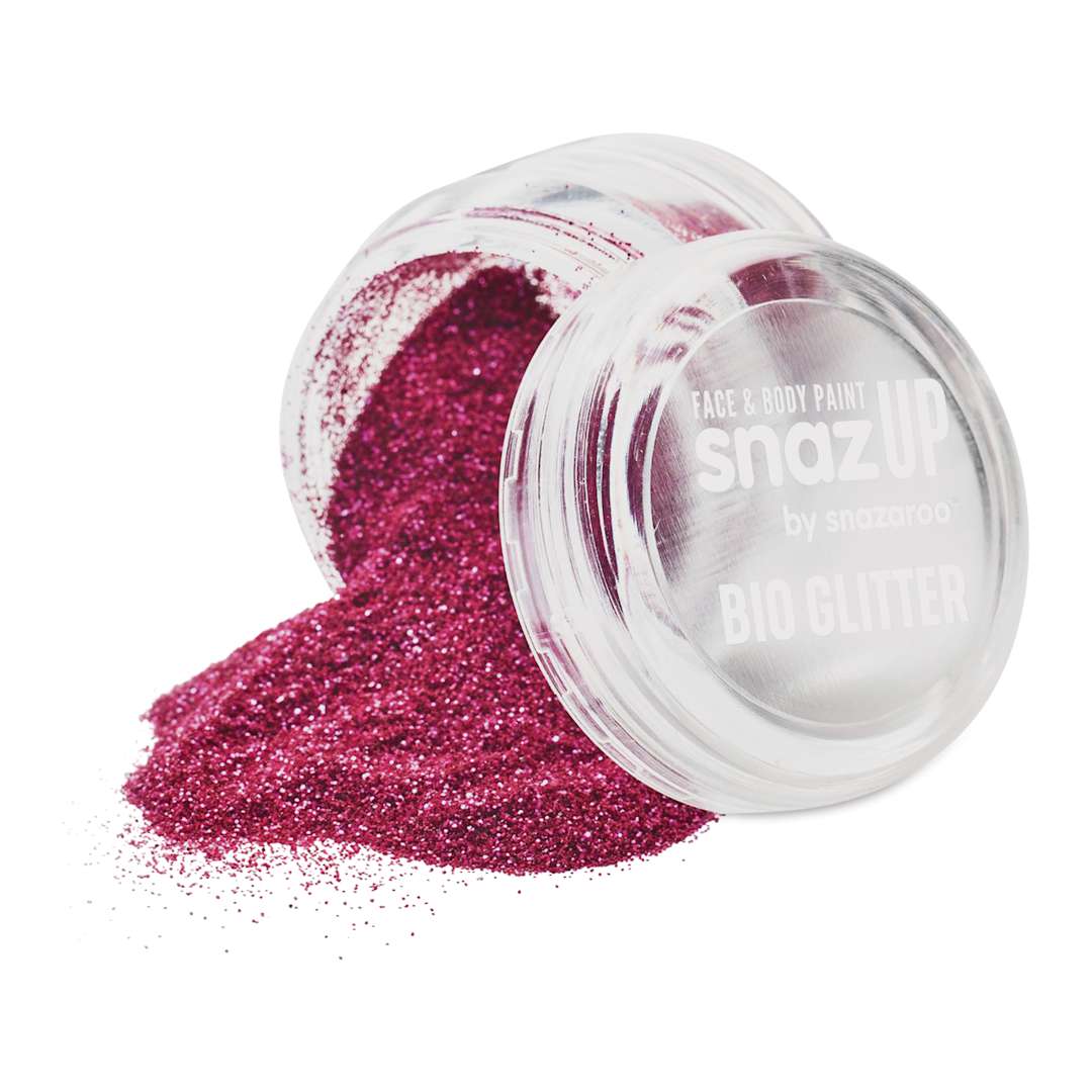 Open in modal - Snazaroo Face & Body Bio Glitter - Pink, Fine, 5 g (Glitter spilling out of jar)