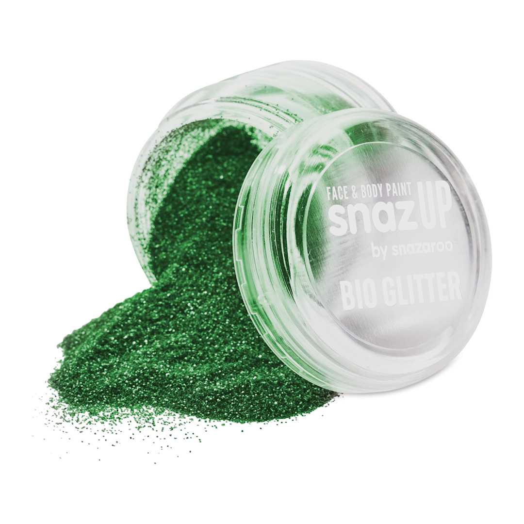Open in modal - Snazaroo Face & Body Bio Glitter - Green, Fine, 5 g (Glitter spilling out of jar)