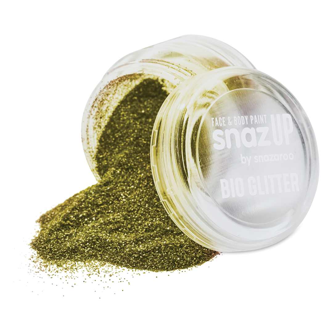 Open in modal - Snazaroo Face & Body Bio Glitter - Gold, Fine, 5 g (Glitter spilling out of jar)