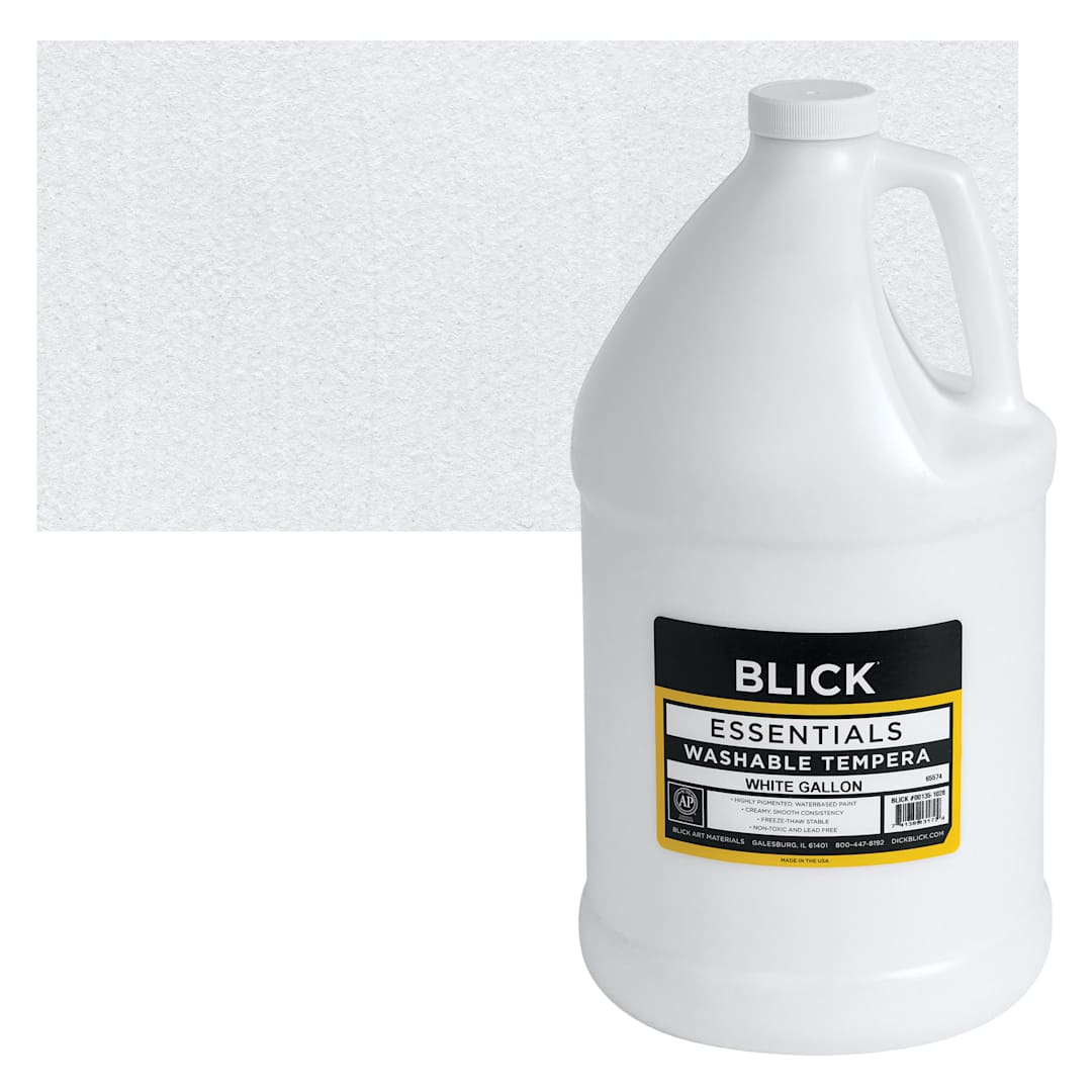 Open in modal - Blick Washable Tempera Paint - White, Gallon and swatch