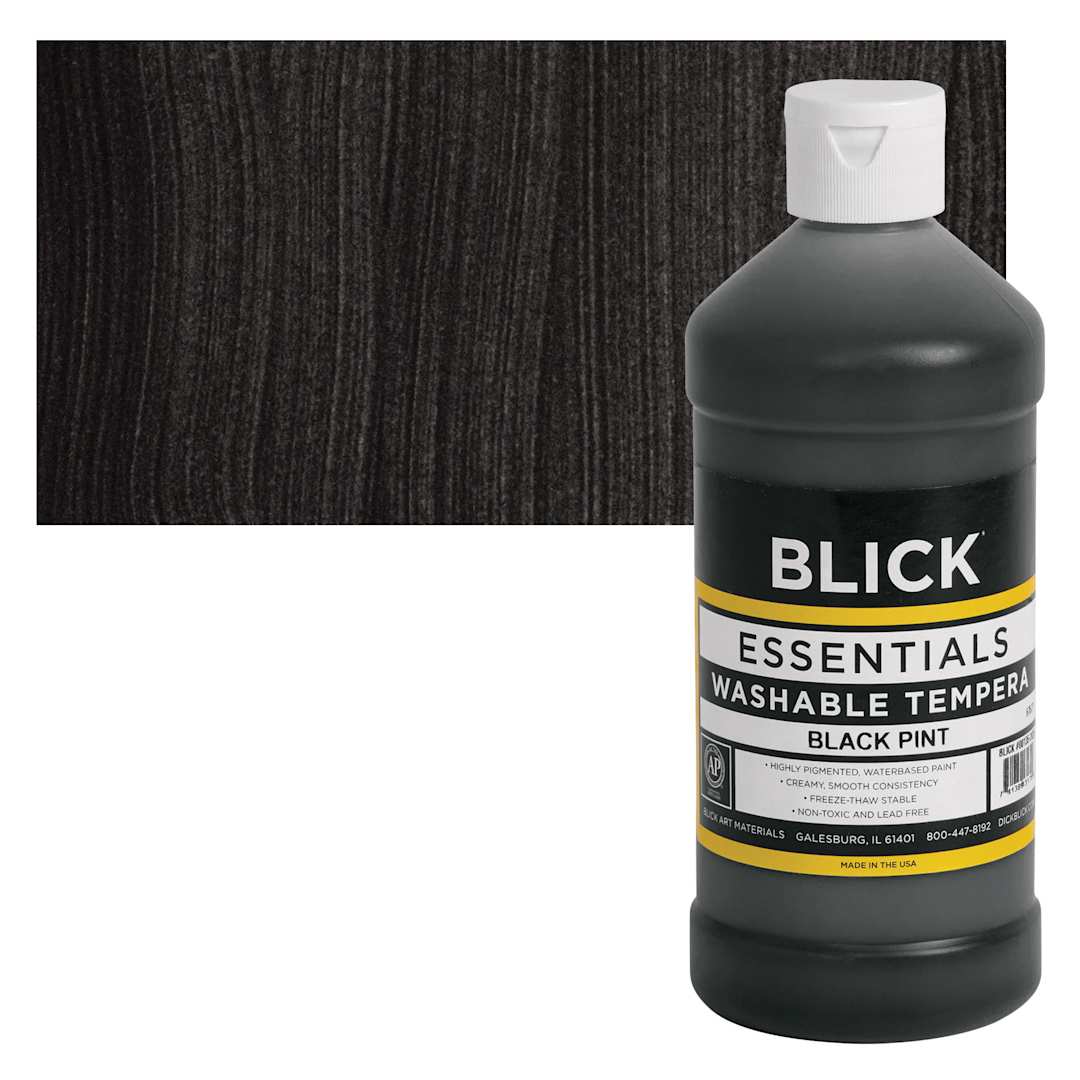 Open in modal - Blick Washable Tempera Paint - Black, 16 oz and swatch