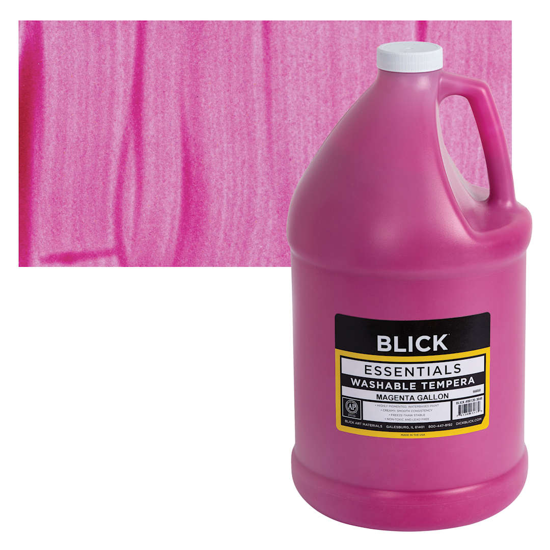 Open in modal - Blick Washable Tempera Paint - Magenta, Gallon and swatch