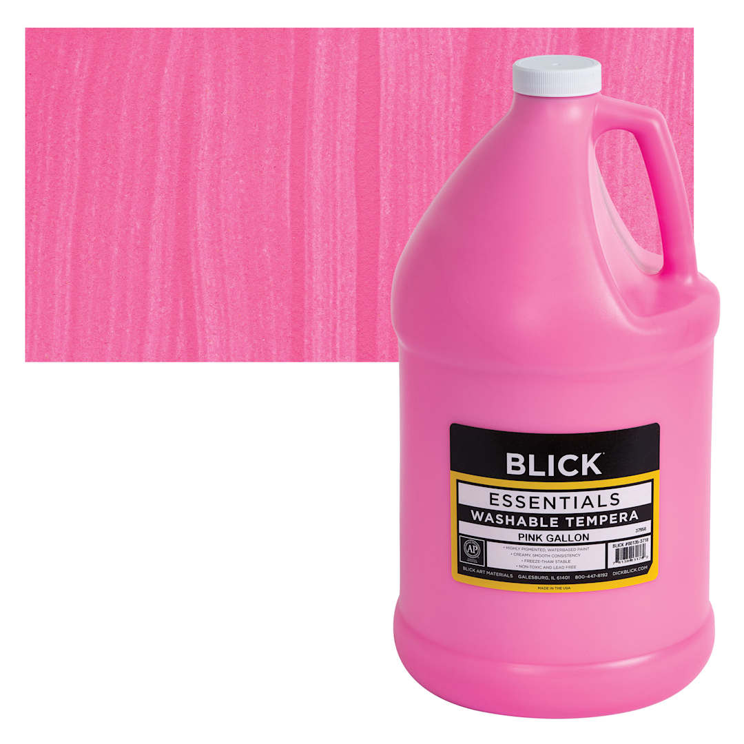 Open in modal - Blick Washable Tempera Paint - Pink, Gallon and swatch