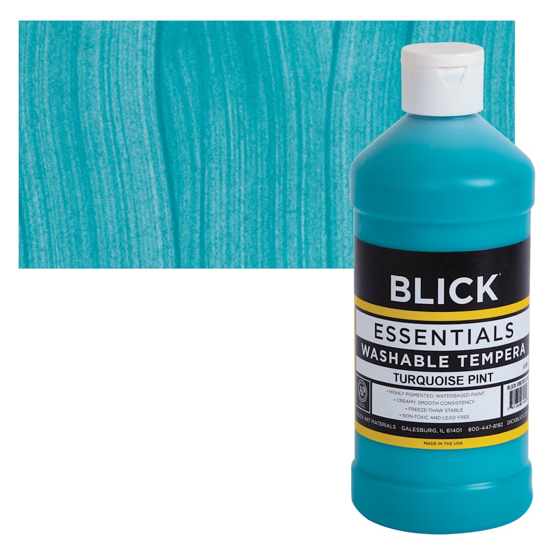 Open in modal - Blick Washable Tempera Paint - Turquoise, 16 oz and swatch