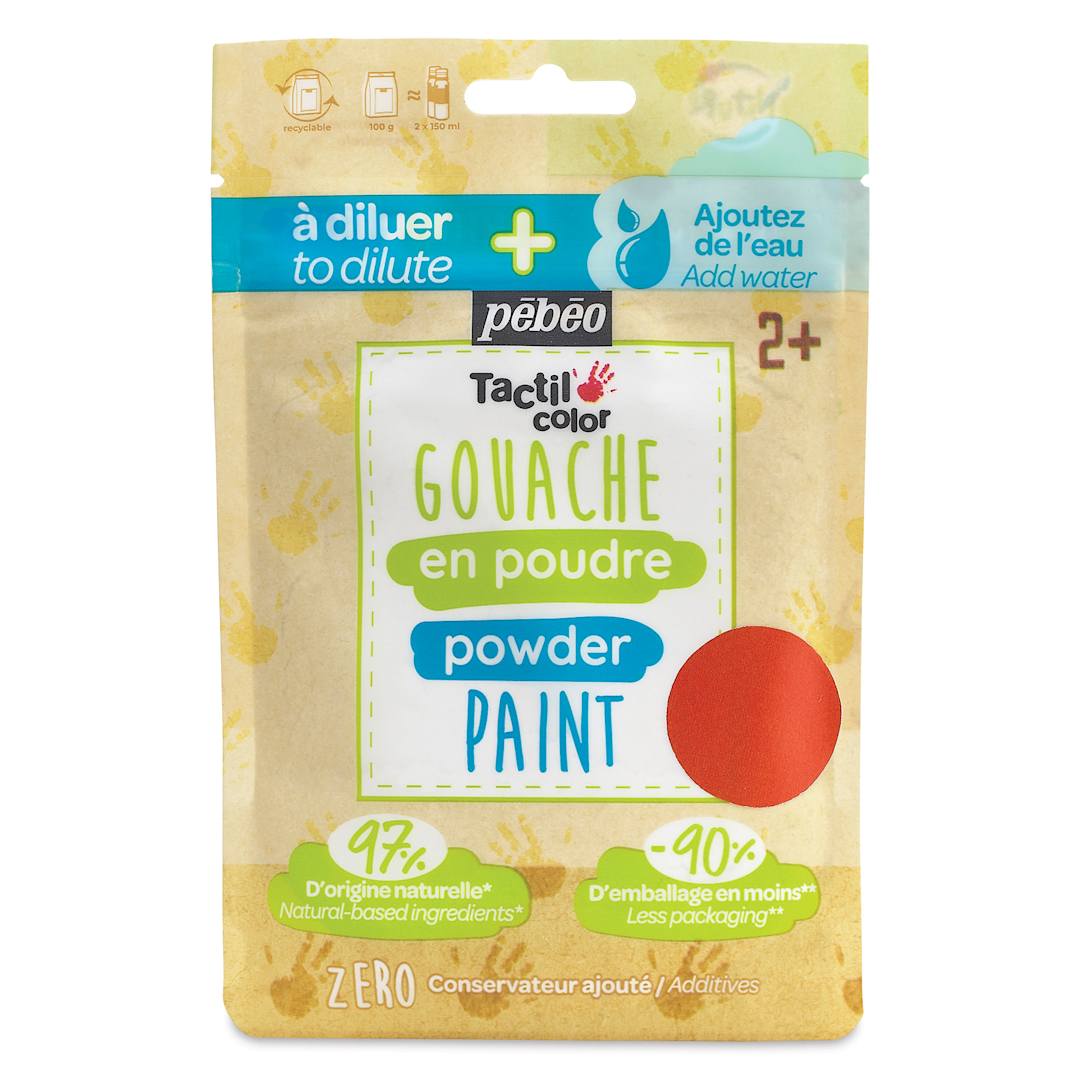 Open in modal - Pebeo Tactilcolor Powder Gouache Paint - Orange, 100 g (3.5 oz) Bag (front of packaging)