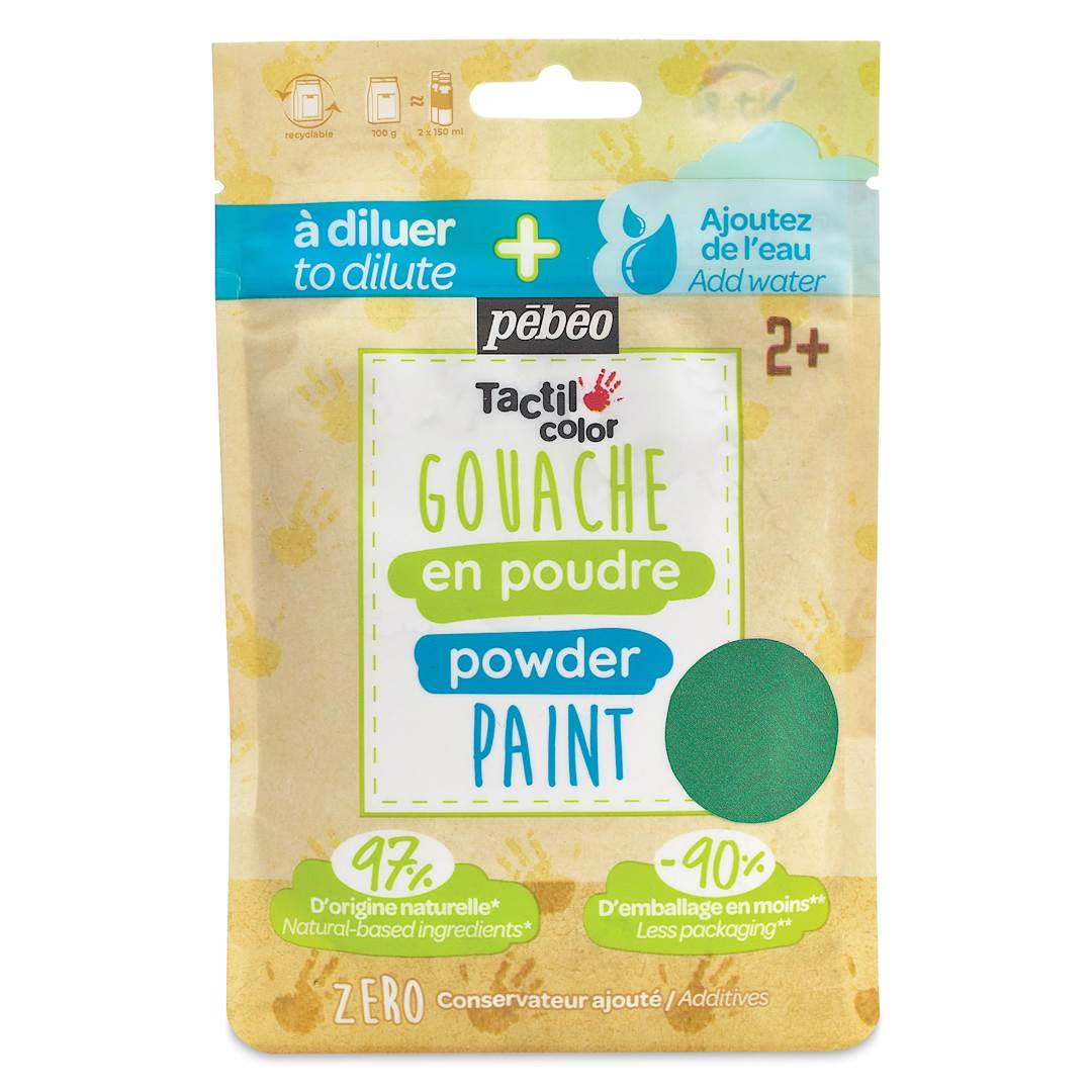 Open in modal - Pebeo Tactilcolor Powder Gouache Paint - Green, 100 g (3.5 oz) Bag (front of packaging)