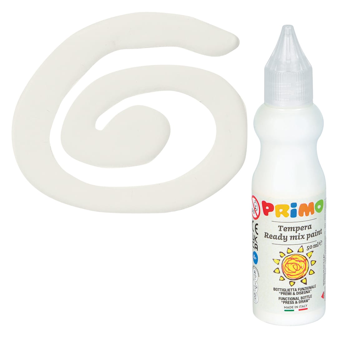 Open in modal - Primo Tempera Paint - White, 50 ml bottle and swatch