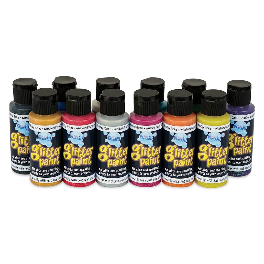 Open in modal - Chroma Glitter Tempera Paints - Assorted, Set of 12, 2 oz