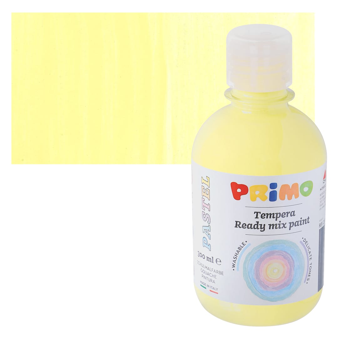Open in modal - Primo Premium Tempera Paint - Pastel Yellow, 300 ml bottle and swatch