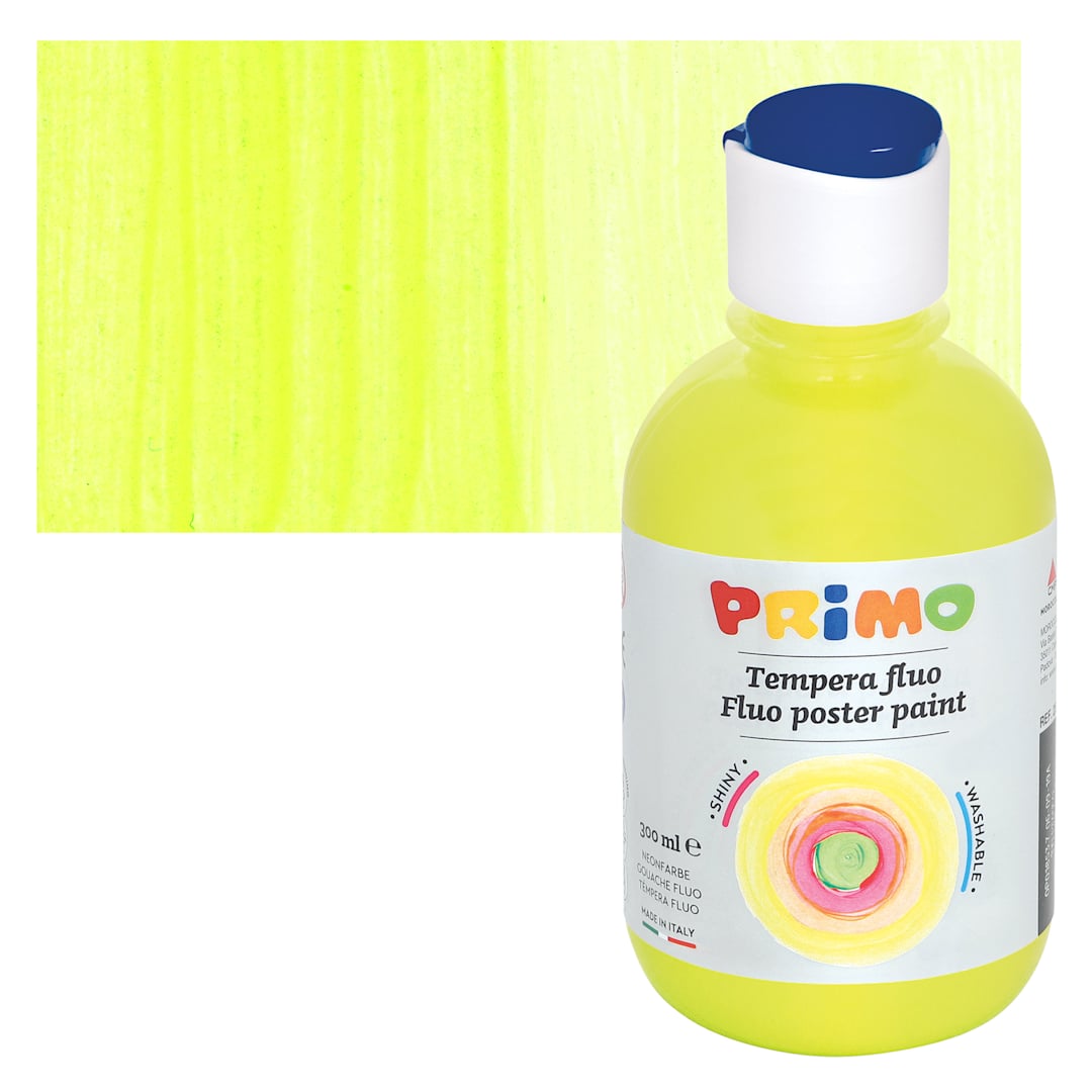 Open in modal - Primo Premium Tempera Paint - Fluorescent Yellow, 300 ml bottle and swatch