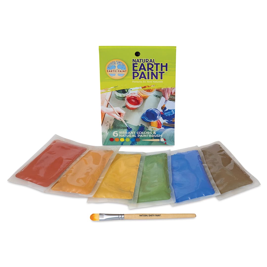 Open in modal - Natural Earth Paint Tempera Paint Powders - Petite Set of 6, Assorted Colors - contents shown in front of packaging