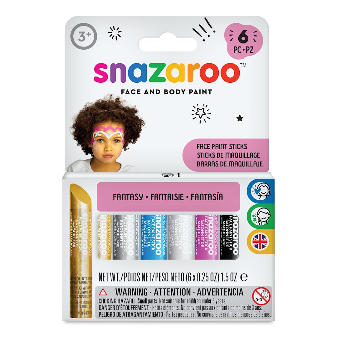 Open in modal - Snazaroo Face Paints - Fantasy Face Paint Sticks, Set of 6, front of packaging