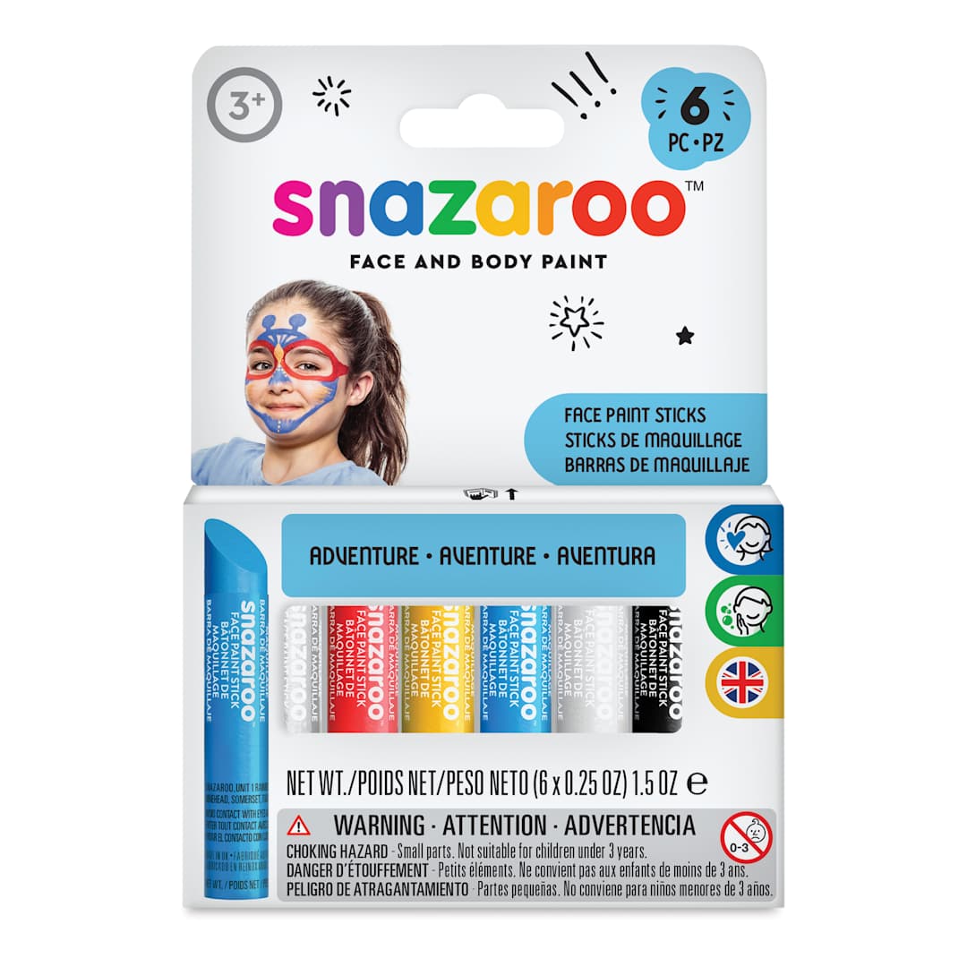 Open in modal - Snazaroo Face Paints - Adventure Face Paint Sticks, Set of 6, front of packaging