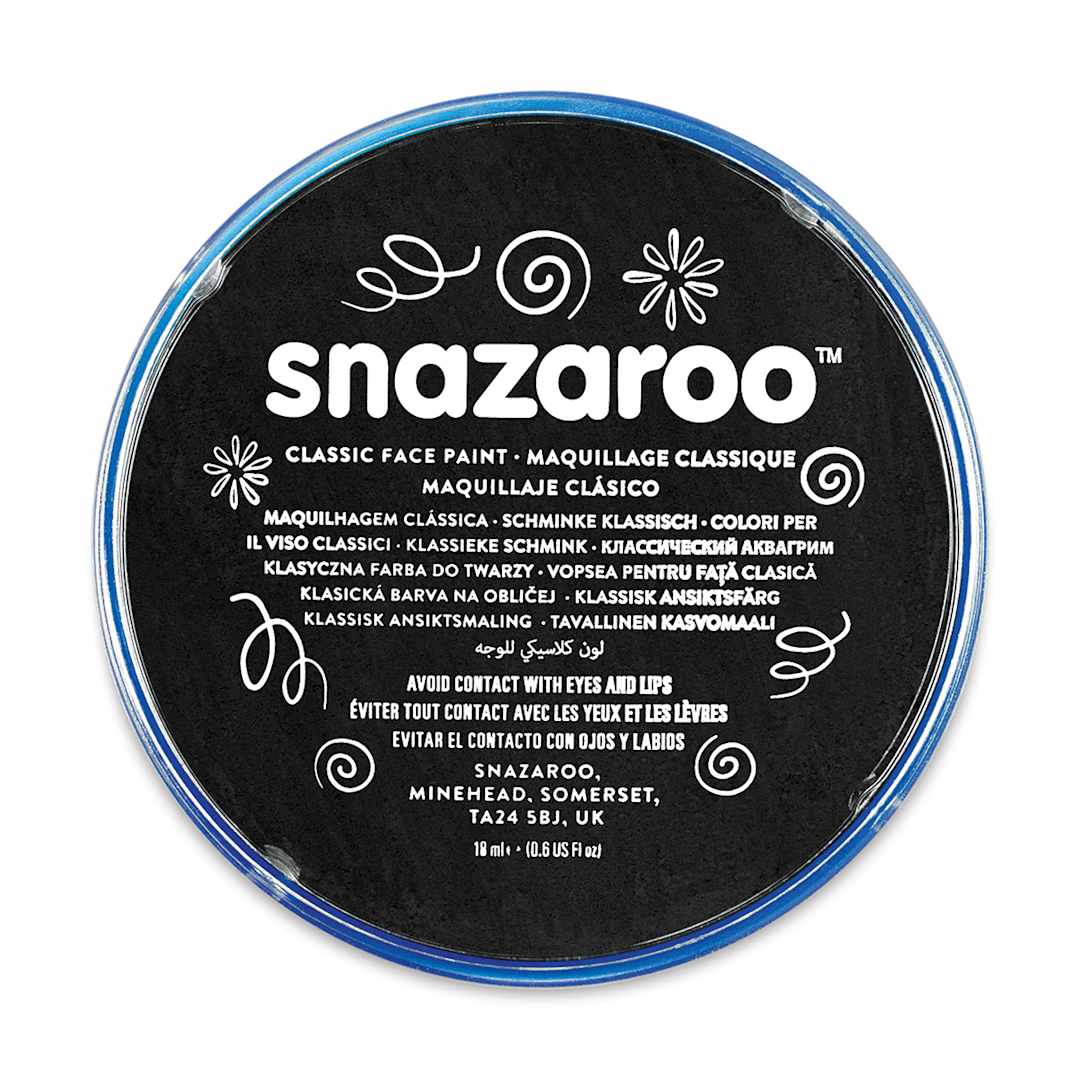 Open in modal - Snazaroo Face Paints - Top view of jar of Black Face Paint
