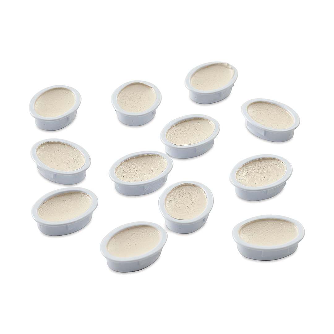Open in modal - Prang Semi-Moist Watercolor Pans - Set of 12 Refill Pans, White, Oval