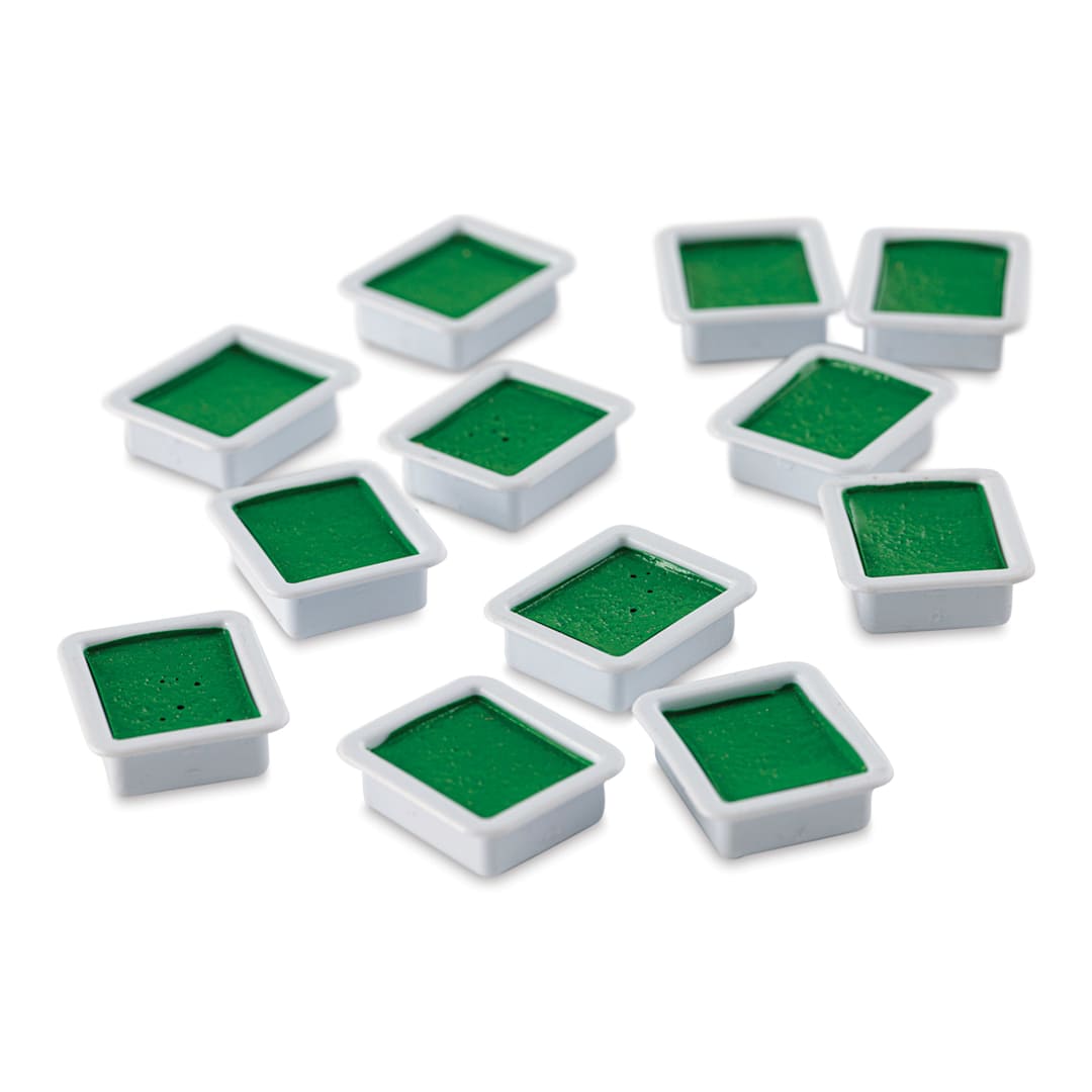 Open in modal - Prang Watercolor Refills - Square, pkg of 12 Yellow-Green, Half Pans