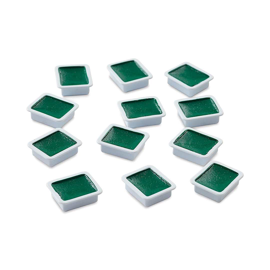 Open in modal - Prang Semi-Moist Watercolor Pans - Set of 12 Refill Pans, Green, Square