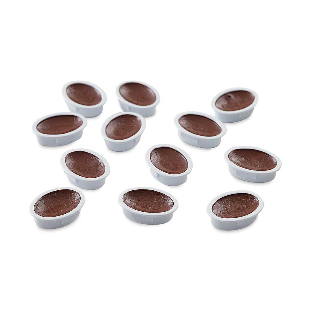 Open in modal - Prang Semi-Moist Watercolor Pans - Set of 12 Refill Pans, Brown, Oval