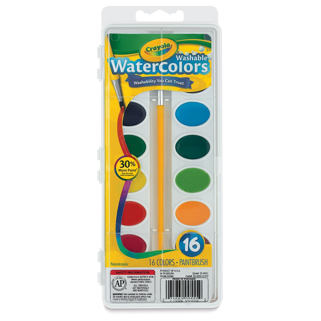 Open in modal - Crayola Washable Watercolor Pans - Oval, Set of 16