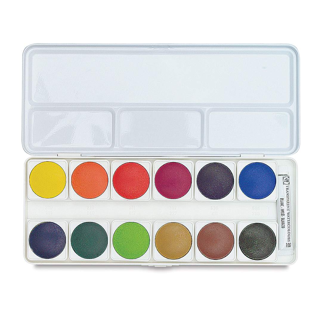 Open in modal - Talens Watercolor Pans - Transparent, Set of 12 Colors, Pans
