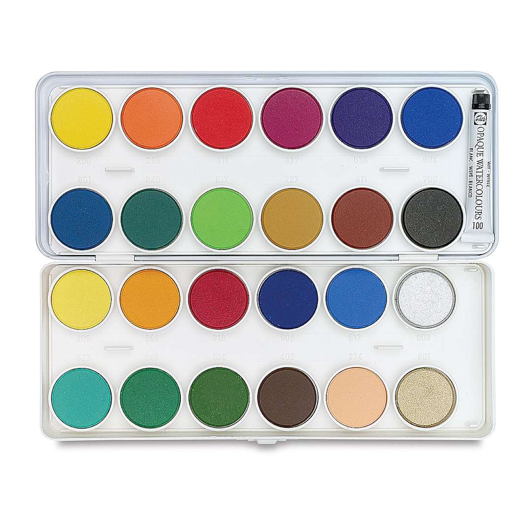 Open in modal - Talens Watercolor Pans - Opaque, Set of 24, Pans