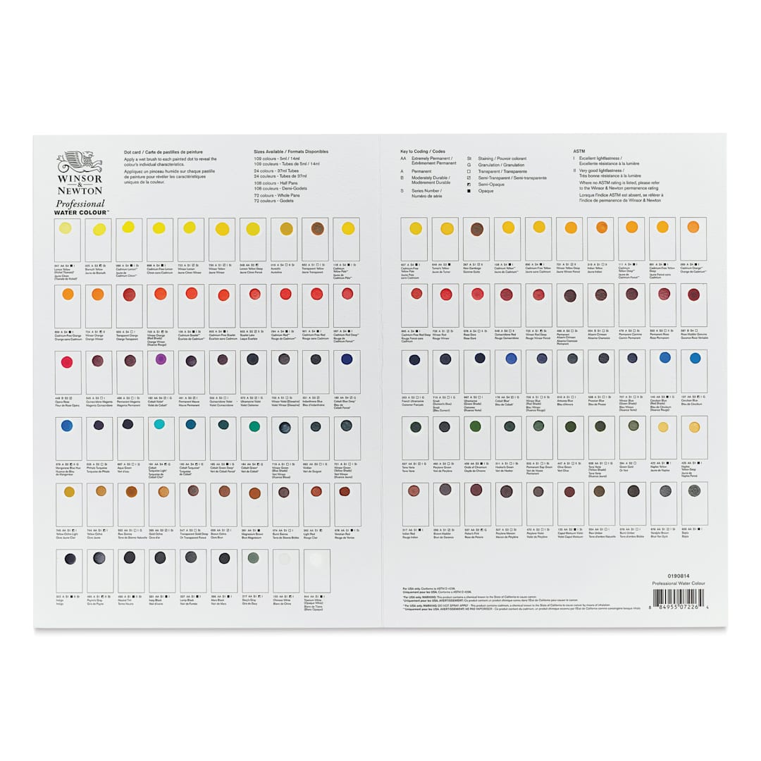 Open in modal - Winsor & Newton Professional Watercolor - Dot Card, 115 Colors