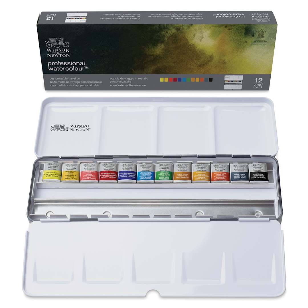 Open in modal - Winsor & Newton Professional Watercolor – Customizable Travel Tin, Set of 12 (Set contents)