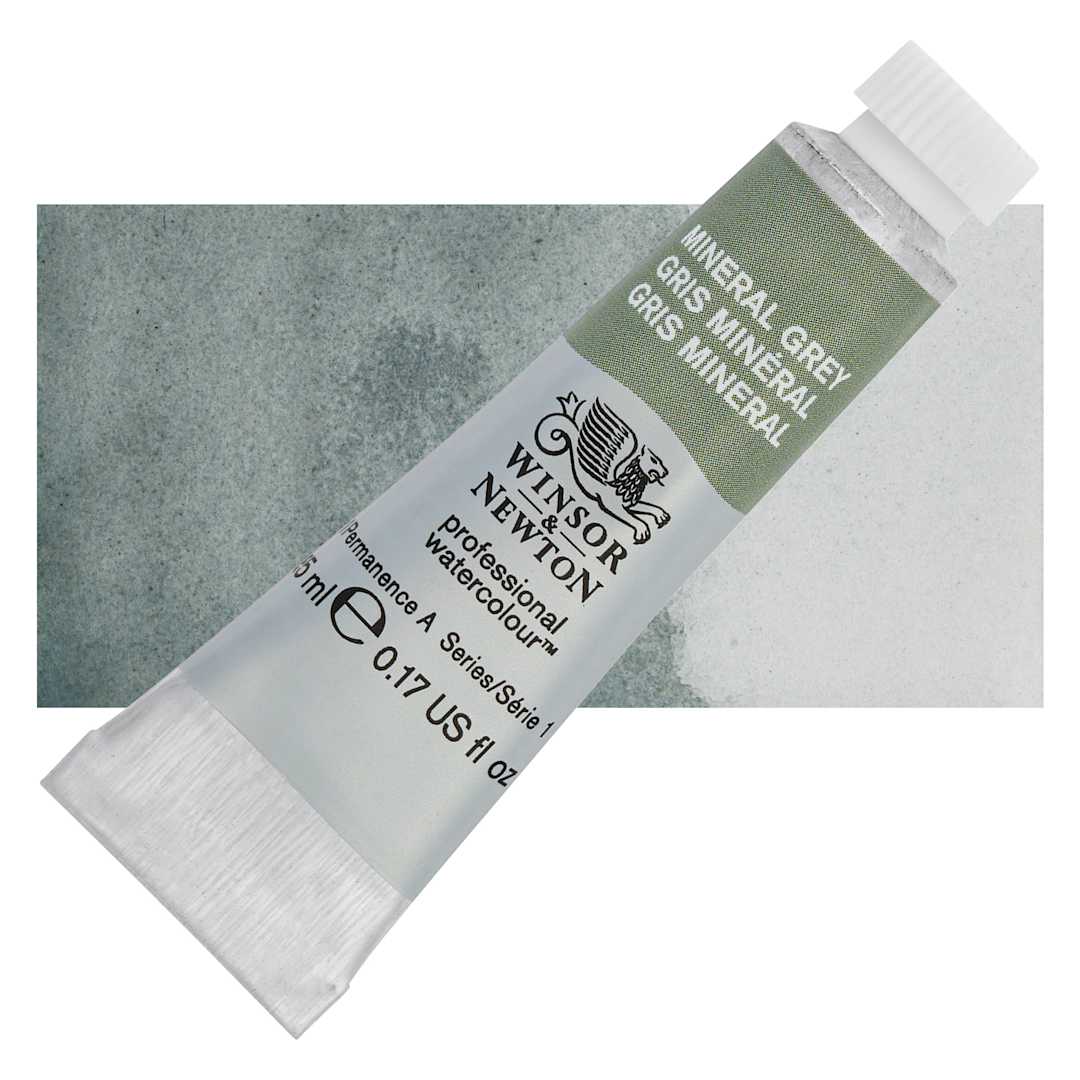 Open in modal - Winsor & Newton Professional Watercolor - Mineral Gray, 5 ml tube and swatch