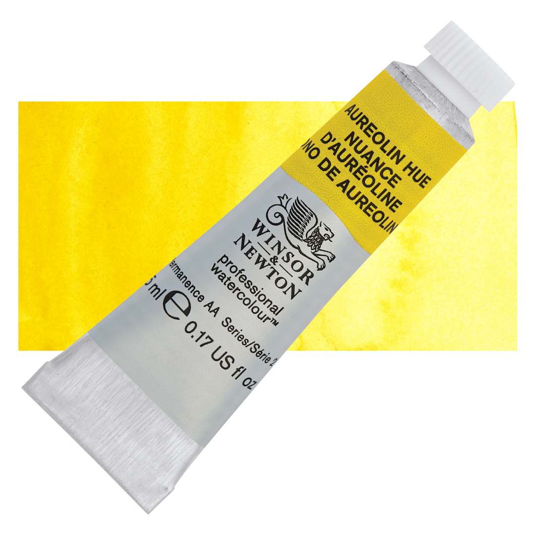 Open in modal - Winsor & Newton Professional Watercolor - Aureolin Hue, 5 ml tube and swatch