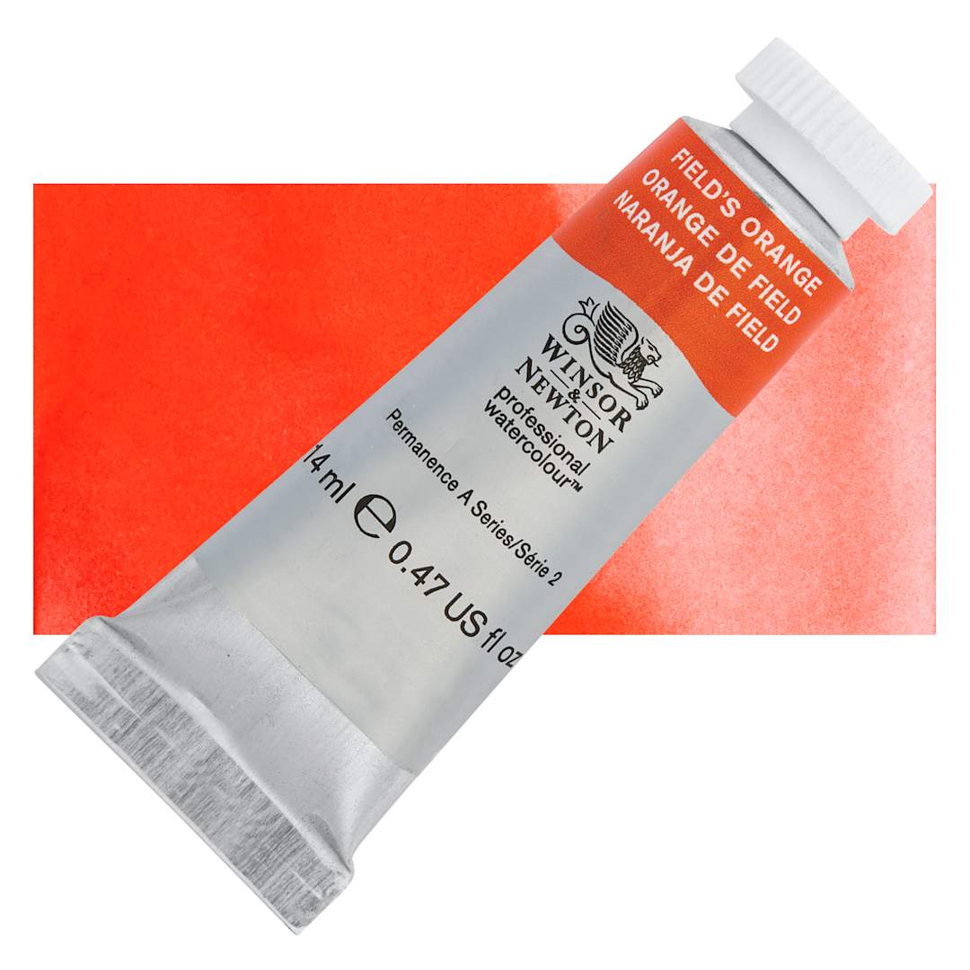 Open in modal - Winsor & Newton Professional Watercolor - Field's Orange, 14 ml Tube and swatch