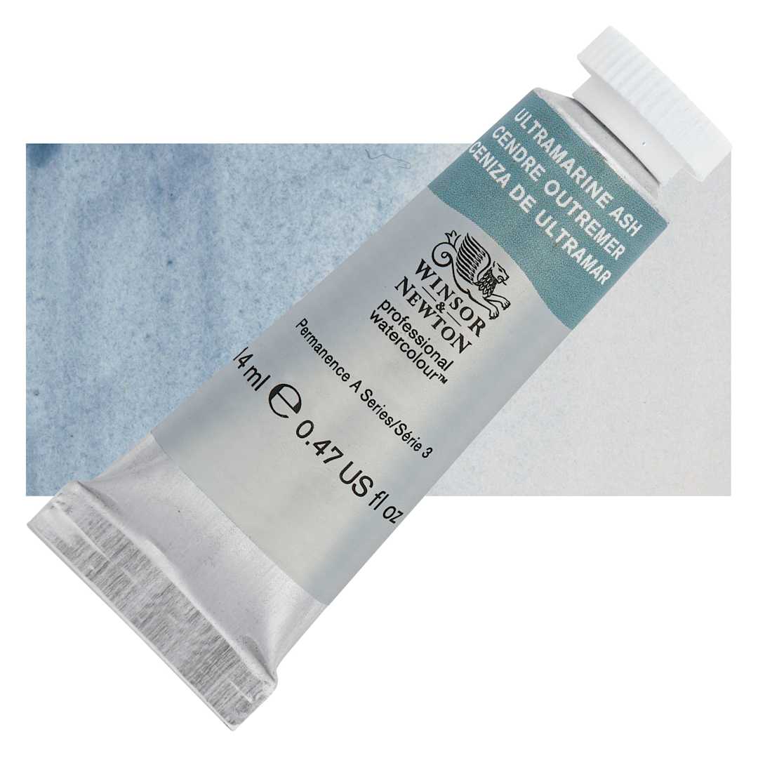 Open in modal - Winsor & Newton Professional Watercolor - Ultramarine Ash, 14 ml Tube and swatch