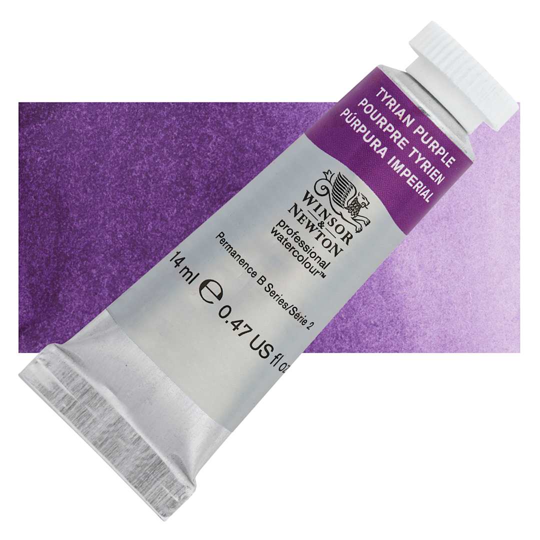 Open in modal - Winsor & Newton Professional Watercolor - Tyrian Purple, 14 ml Tube and swatch