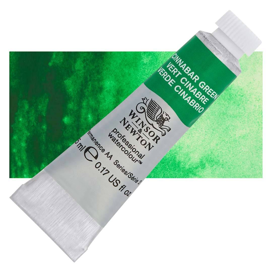Open in modal - Winsor & Newton Professional Watercolor - Cinnabar Green, 5 ml tube and swatch