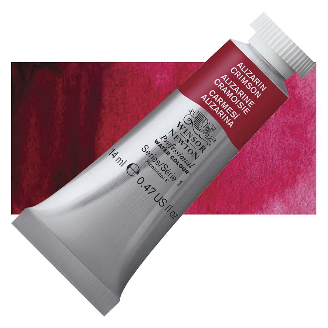 Open in modal - Winsor & Newton Professional Watercolor - Alizarin Crimson, 14 ml Tube and swatch