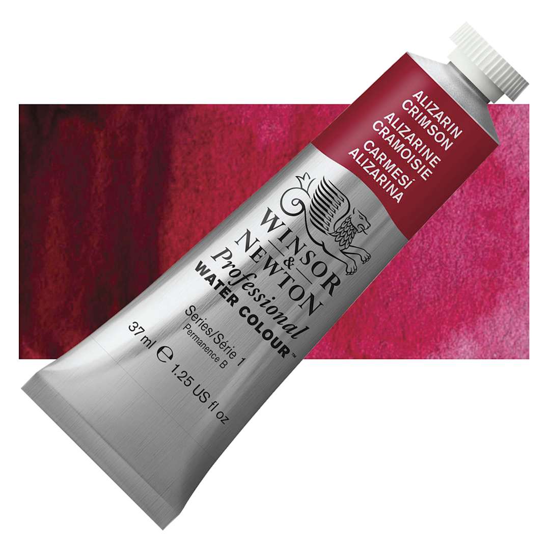 Open in modal - Winsor & Newton Professional Watercolor - Alizarin Crimson , 37 ml tube and swatch