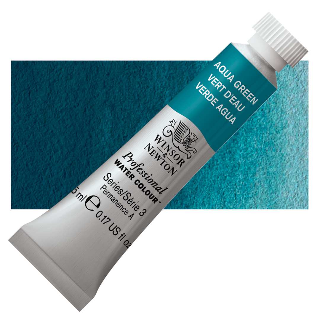 Open in modal - Winsor & Newton Professional Watercolor - Aqua Green, 5 ml Tube and swatch