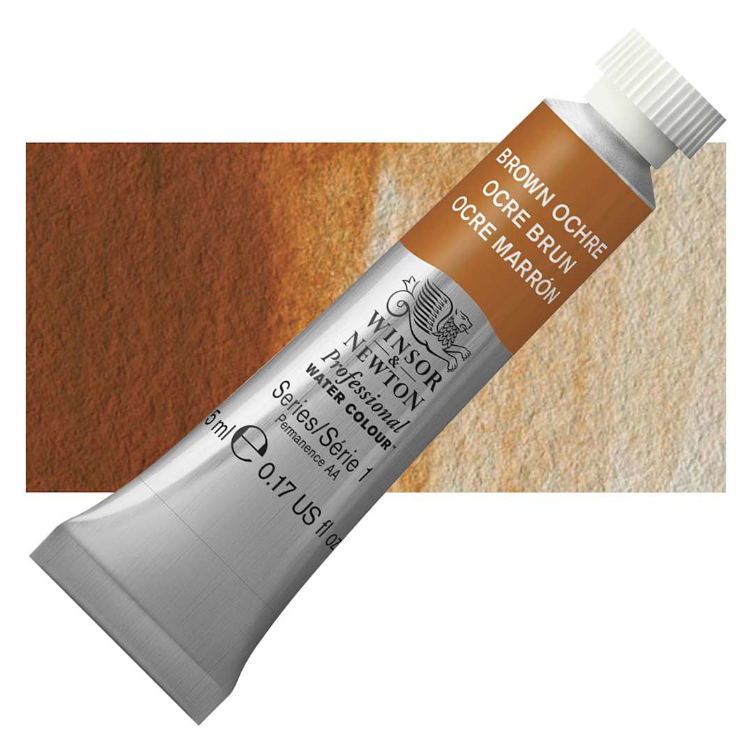 Open in modal - Winsor & Newton Professional Watercolor - Brown Ochre, 5 ml Tube and swatch