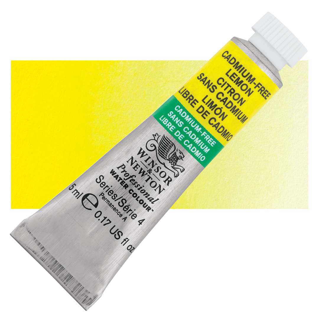 Open in modal - Winsor & Newton Professional Watercolor - Cadmium Free Lemon, 5 ml Tube and swatch