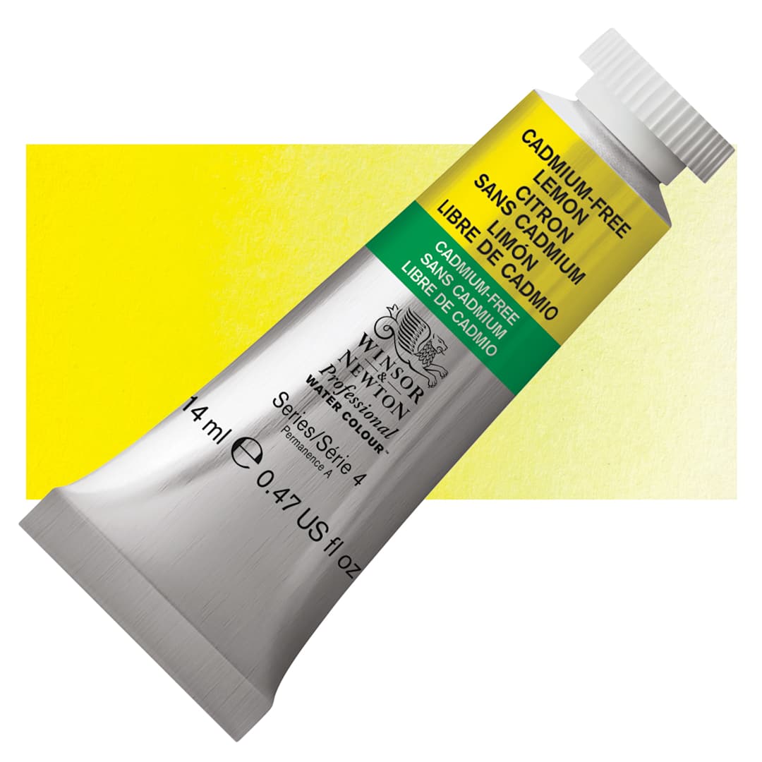 Open in modal - Winsor & Newton Professional Watercolor - Cadmium Free Lemon, 14 ml Tube and swatch
