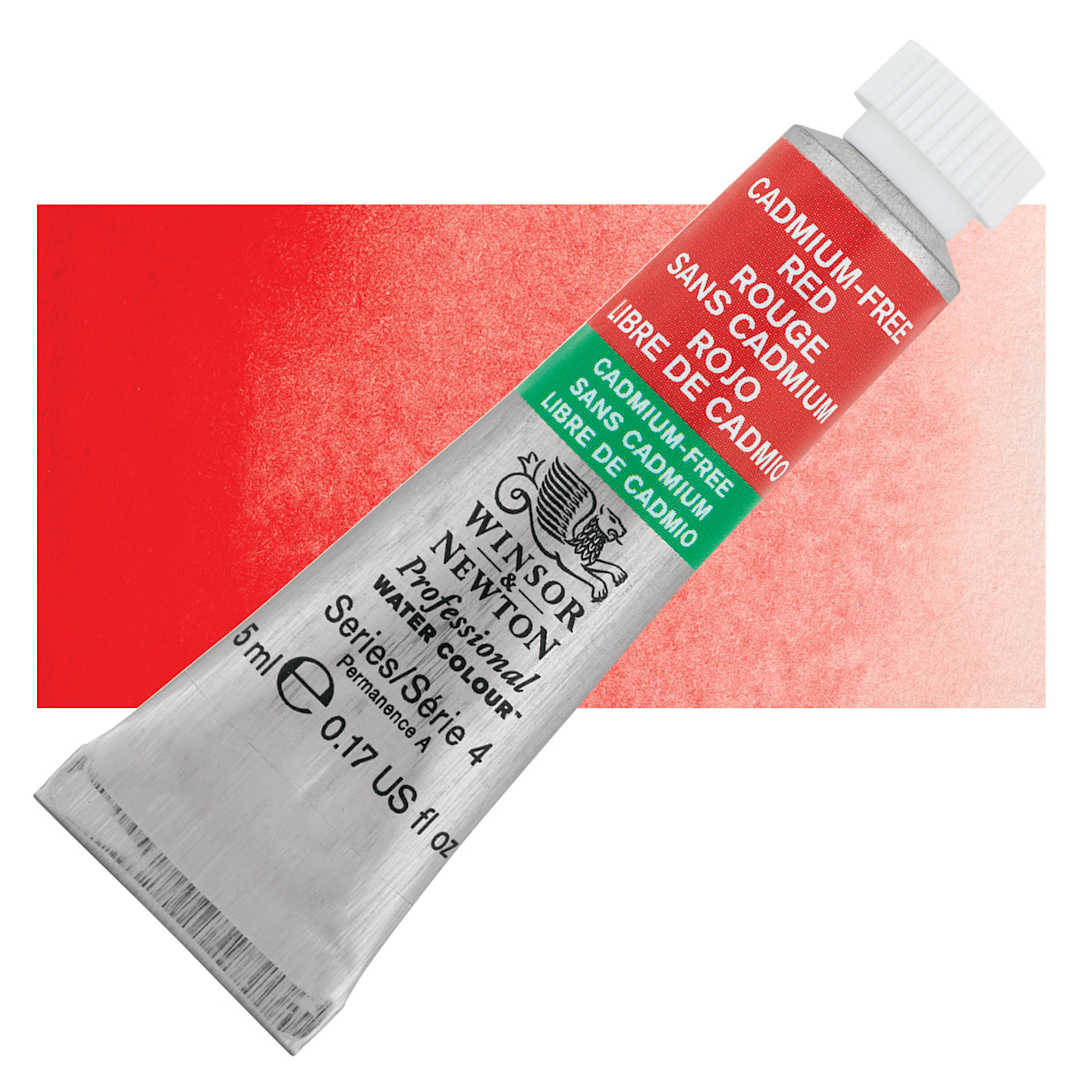 Open in modal - Winsor & Newton Professional Watercolor - Cadmium-Free Red, 5 ml Tube and swatch