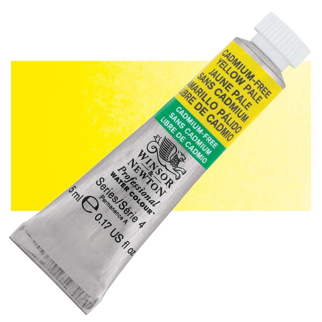 Open in modal - Winsor & Newton Professional Watercolor - Cadmium-Free Yellow Pale, 5 ml Tube and swatch